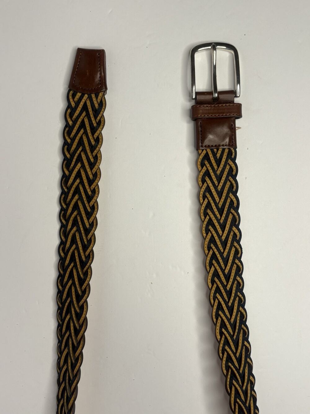 Leyva Men’s Multi-Tone Braided Leather Belt 46” Sz 40/42